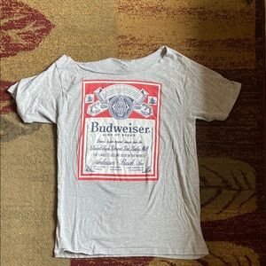 Budweiser Gray Off the Shoulder Short Sleeve Tee